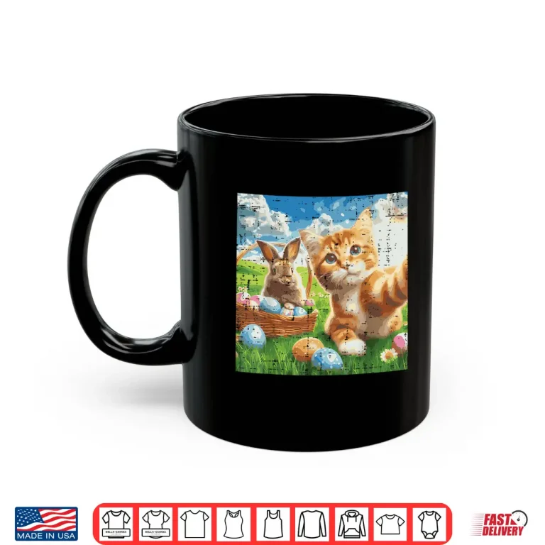 Mug Easter Bunny Cat Selfie Cute Rabbit Kitten Meme Women Girls Shirt 1