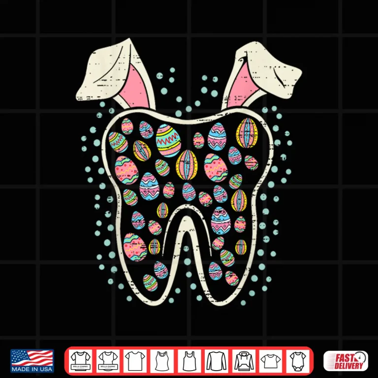 Design Cute Tooth Bunny Easter Funny Teeth Dentist Dental Assistant Shirt 1
