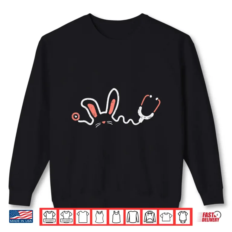 Sweatshirt Easter Bunny Stethoscope Nurse Doctor Rabbit Scrub Top Women Shirt