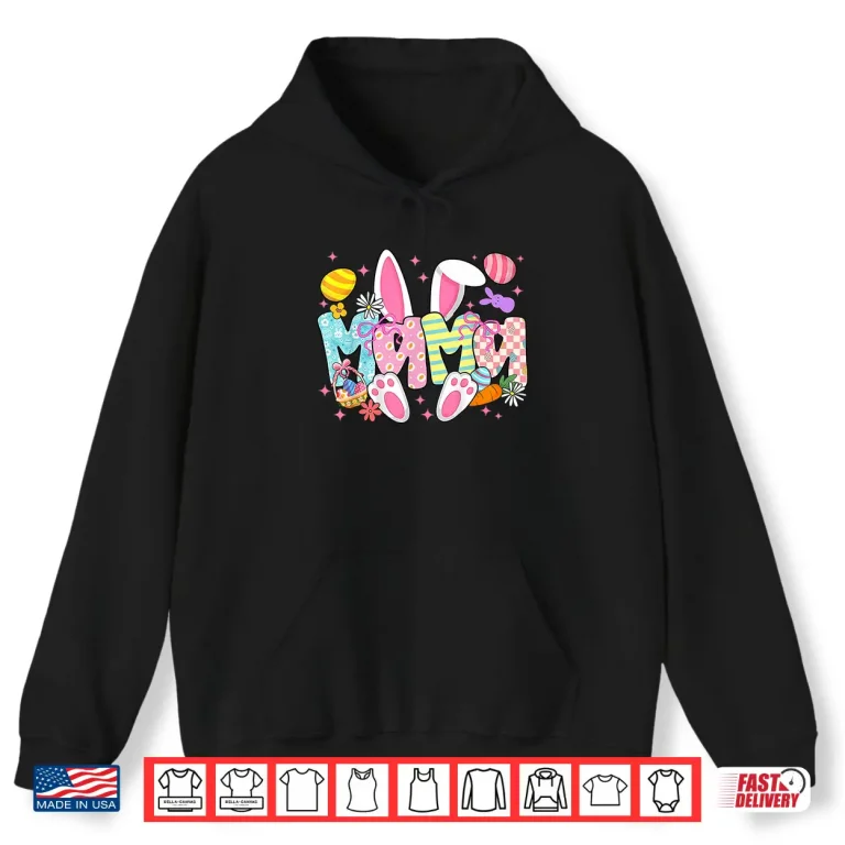 Hoodie Easter Mama Bunny Ears Coquette Bow Easter Rabbit Mom Women Shirt 1