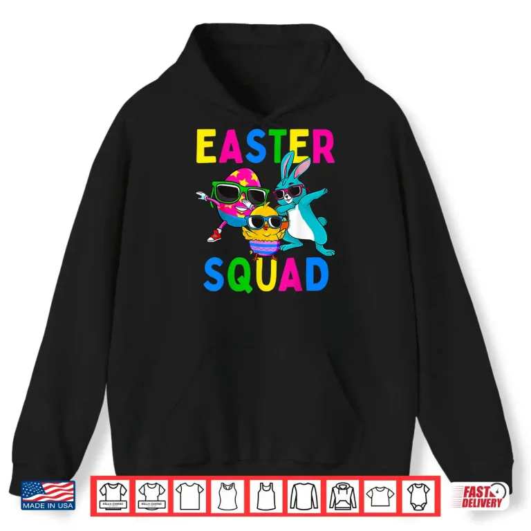 Hoodie Easter Squad Bunny Chick Colorful Egg Matching Family Gift Shirt 1