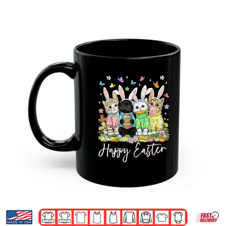 Mug Happy Easter Cute Cat Lover Bunny Easter Day Women Men Kids Shirt
