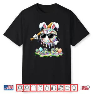 Funny Baseball Drip Bunny Easter Shirts Kids Boys Toddlers Shirt