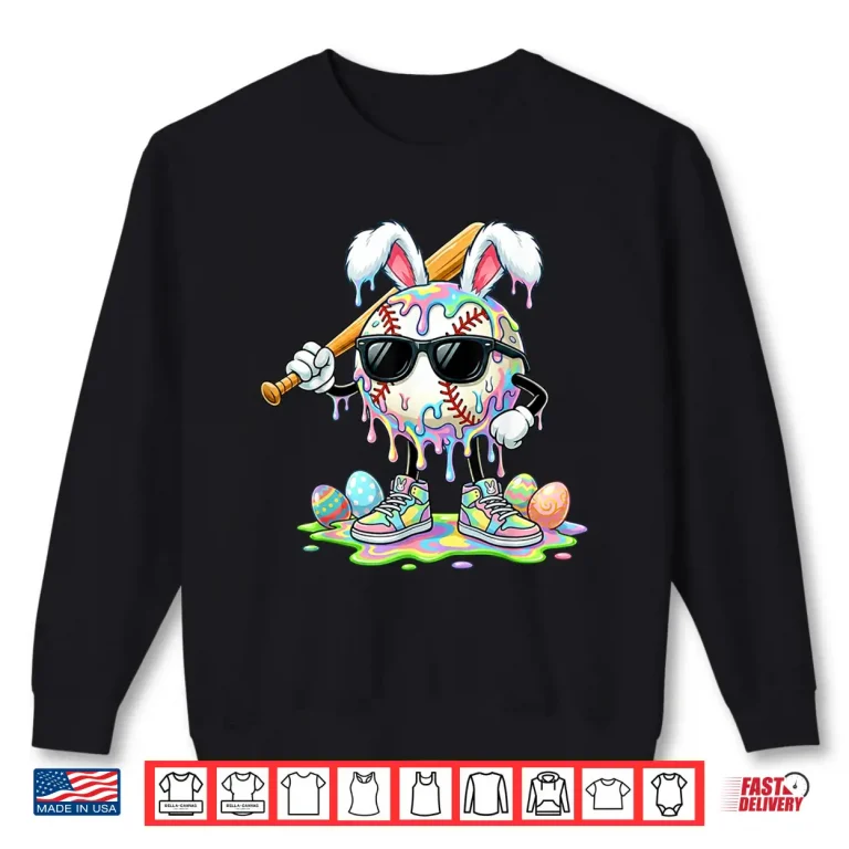 Sweatshirt Funny Baseball Drip Bunny Easter Shirts Kids Boys Toddlers Shirt 1