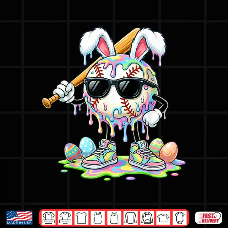 Design Funny Baseball Drip Bunny Easter Shirts Kids Boys Toddlers Shirt 1
