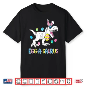 Kids Easter Bunny Dinosaur Egg A Saurus Trex Kids Boys Toddlers Shirt
