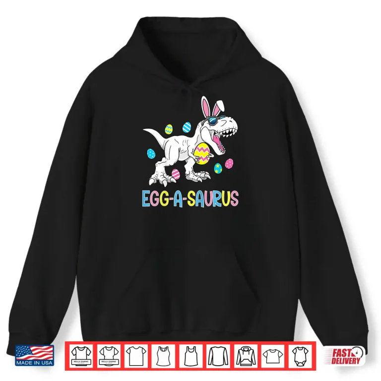 Hoodie Kids Easter Bunny Dinosaur Egg A Saurus TRex Kids Boys Toddlers Shirt