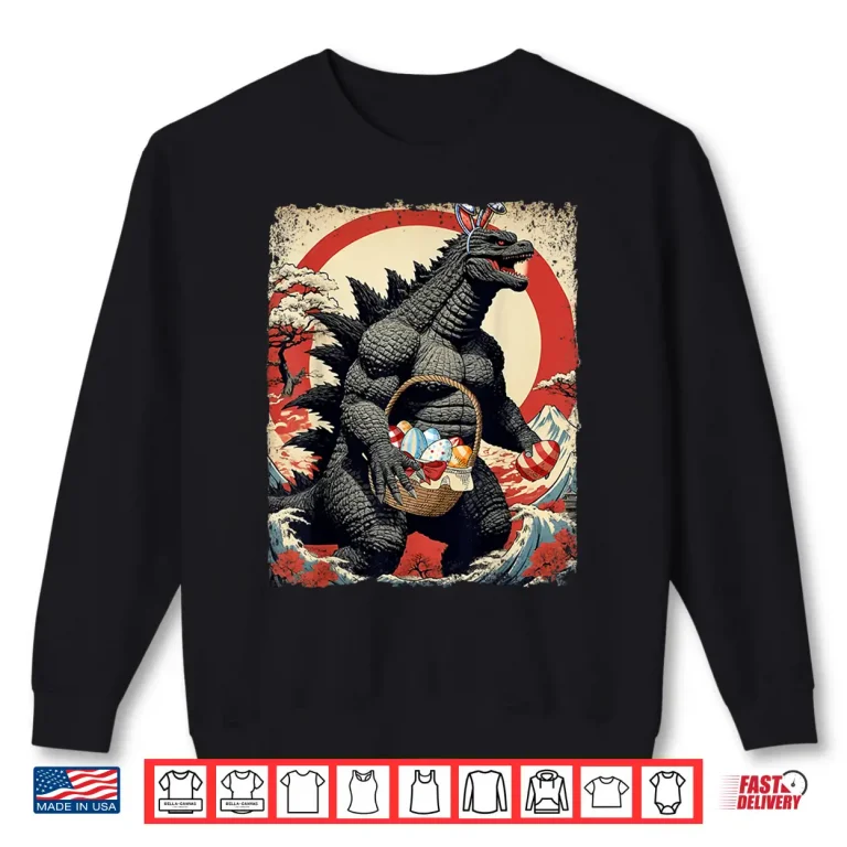Sweatshirt Kaiju Easter Vintage Shirt Monster Eggs Easter Day Kids Boys Shirt 1