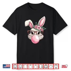 Rabbit Bunny Blowing Bubble Easter Day Cute Women Girls Shirt