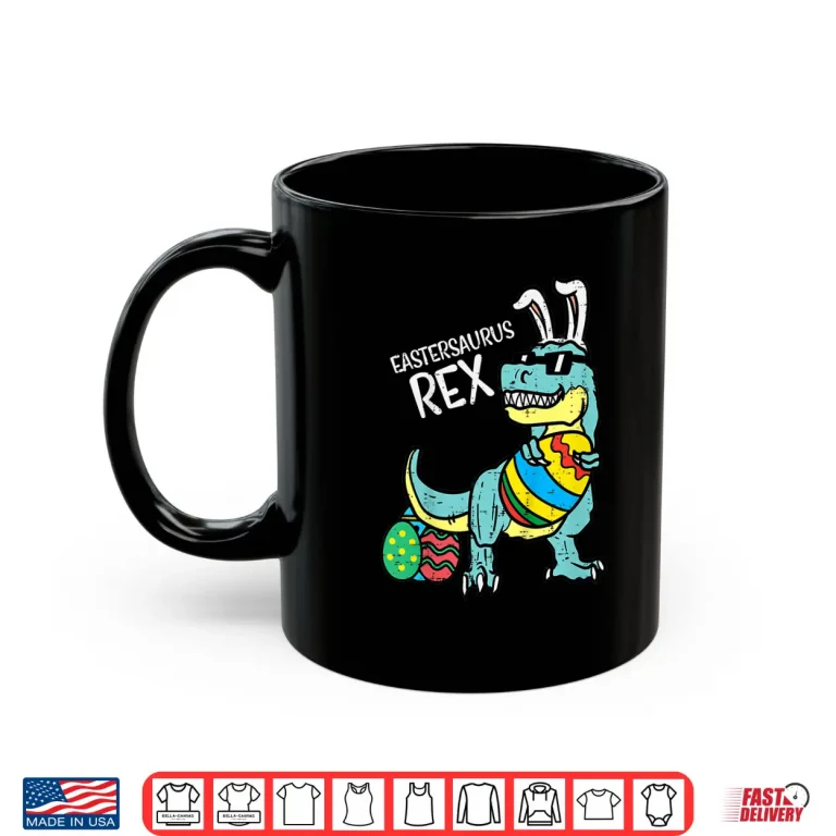 Mug Kids Eastersaurus Rex Easter Trex Bunny Toddler Boys Easter Dino Shirt 1