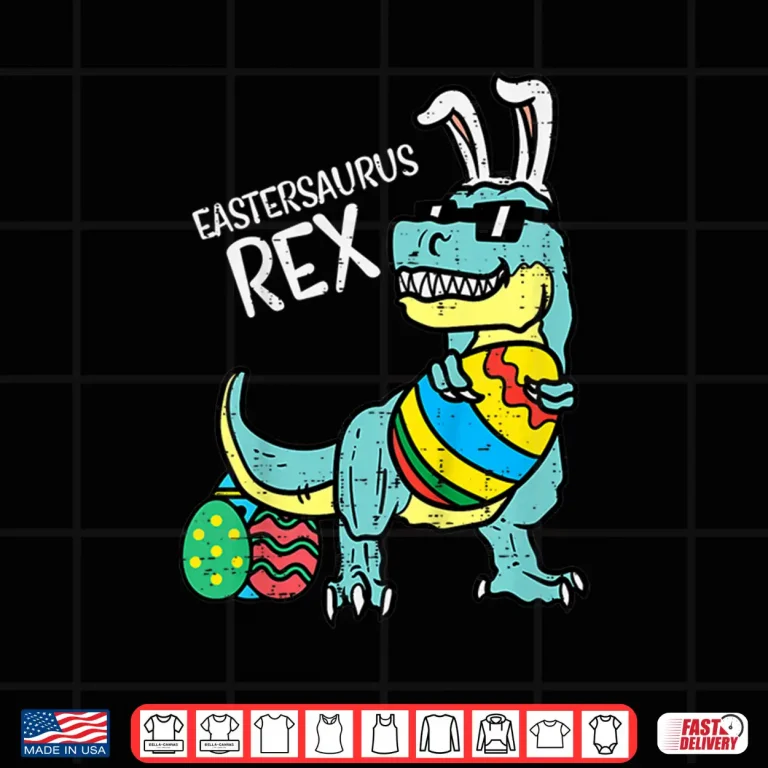 Design Kids Eastersaurus Rex Easter Trex Bunny Toddler Boys Easter Dino Shirt 1