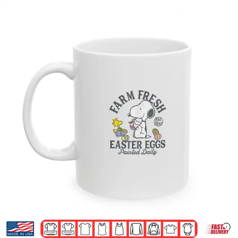 Mug Snoopy and Woodstock Farm Fresh Easter Eggs Shirt