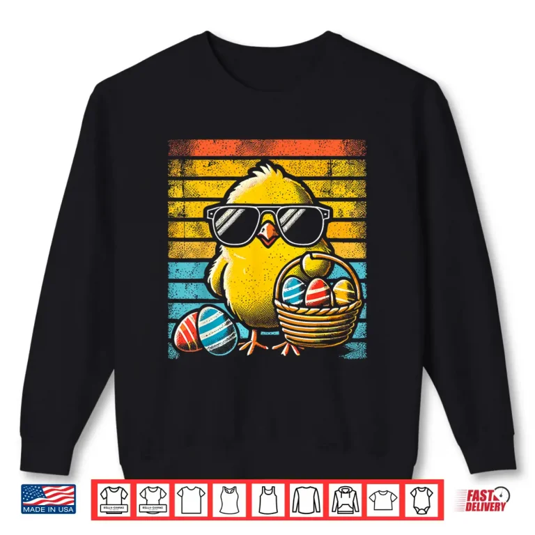 Sweatshirt Retro Easter Chick Men Women Kids Boys Girls Funny Easter Shirt 1