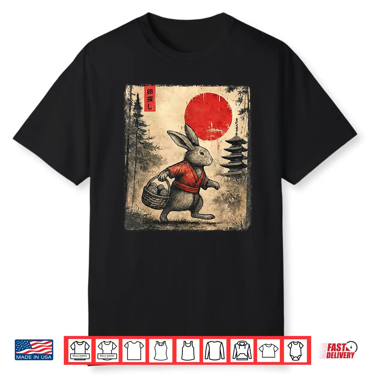 Vintage Anime Rabbit Art Japanese Easter Bunny Graphic Tee Shirt Vintage Anime Rabbit Art Japanese Easter Bunny Graphic Tee Shirt