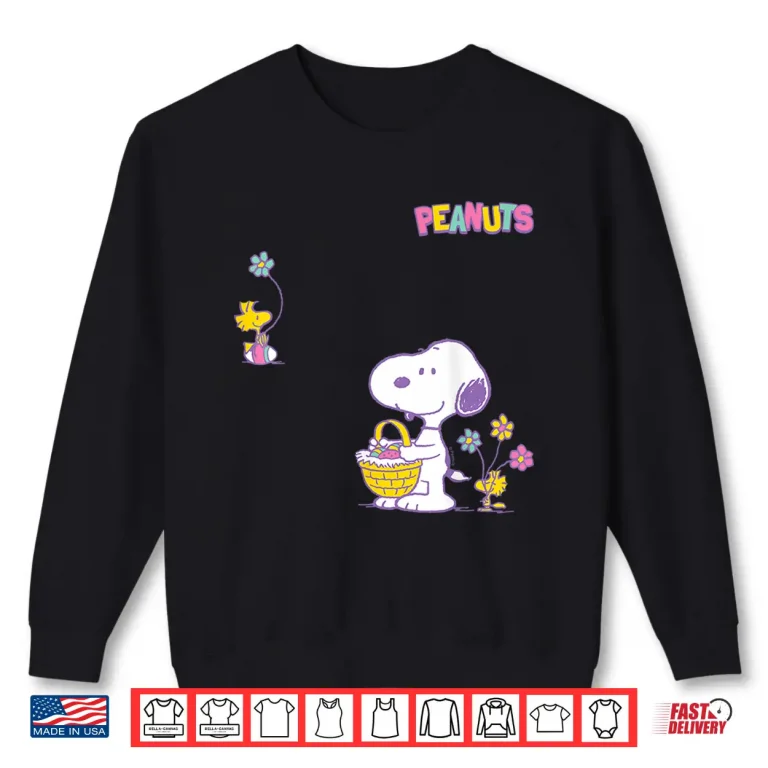 Sweatshirt Snoopy Woodstock Flowers and Easter Eggs Shirt 1