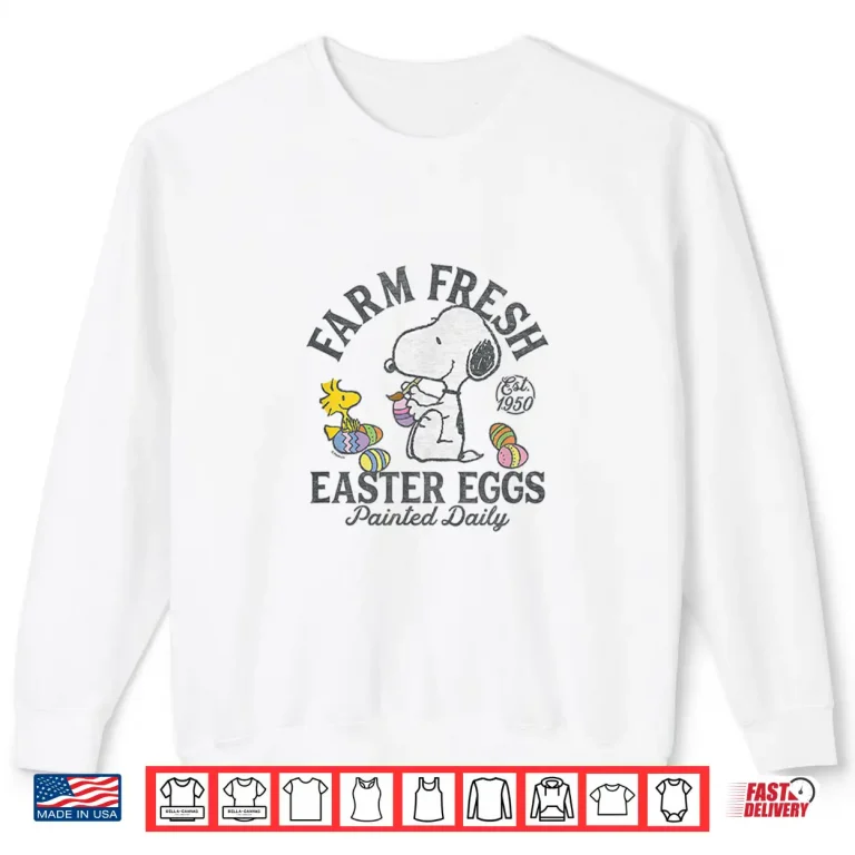 Sweatshirt Snoopy and Woodstock Farm Fresh Easter Eggs Shirt 1