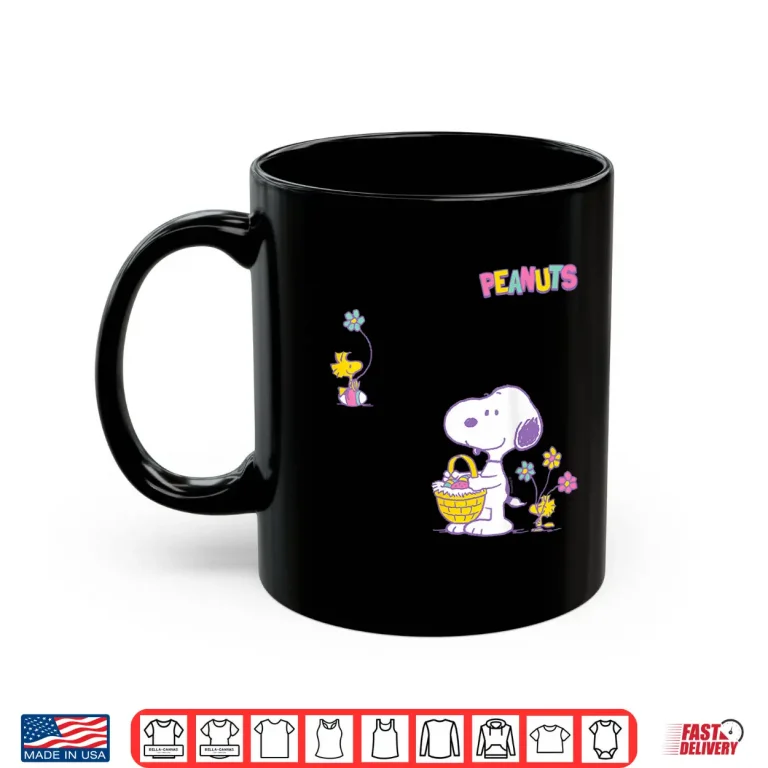 Mug Snoopy Woodstock Flowers and Easter Eggs Shirt 1