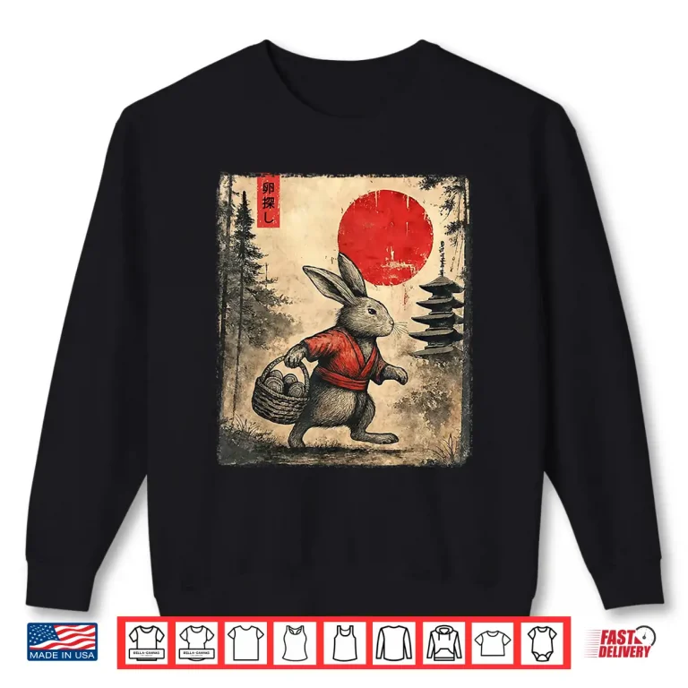 Vintage Anime Rabbit Art Japanese Easter Bunny Graphic Tee Shirt 2 Sweatshirt Vintage Anime Rabbit Art Japanese Easter Bunny Graphic Tee Shirt