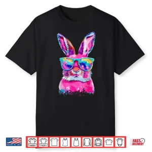 Bunny Face With Tie Dye Glasses Happy Easter Day Modern Shirt
