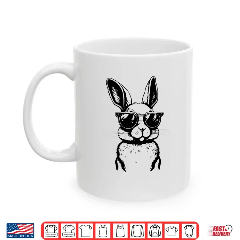 Mug Bunny Face With Sunglasses Easter Day Professional Modern Shirt