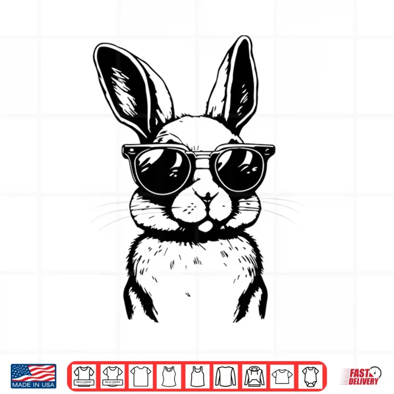 Design Bunny Face With Sunglasses Easter Day Professional Modern Shirt