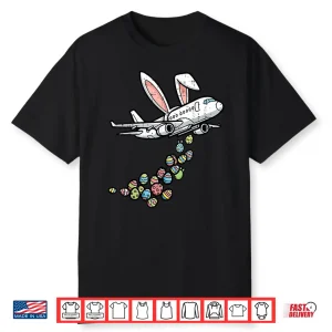 Easter Airplane Bunny Eggs Aircraft Pilot Professional Graphic Shirt