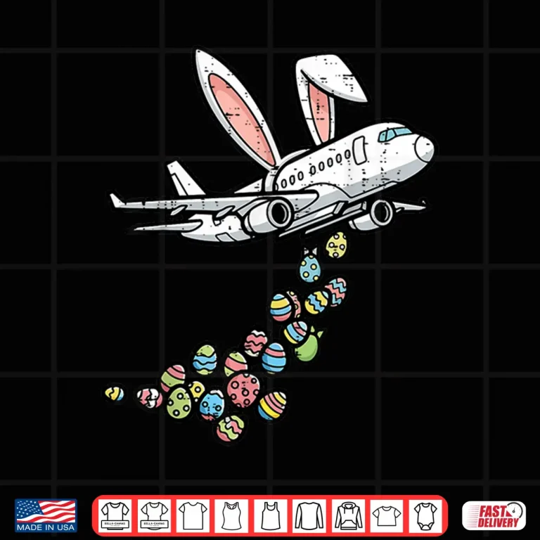 Design Easter Airplane Bunny Eggs Aircraft Pilot Professional Graphic Shirt
