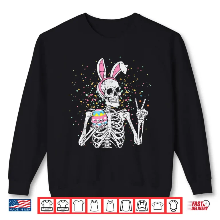 Sweatshirt Easter Skeleton Bunny Rock Hand Rocker Professional Graphic Shirt