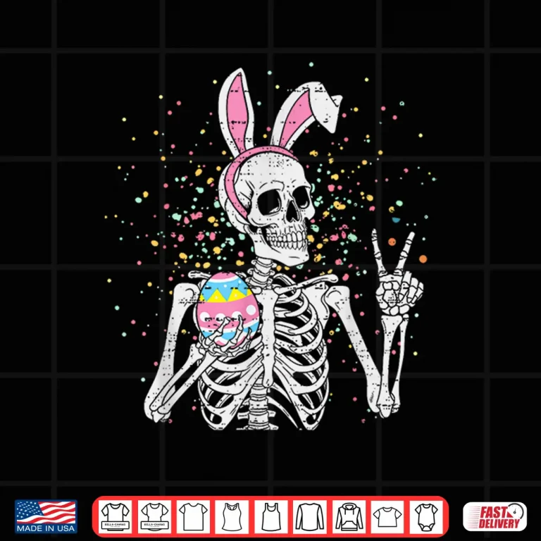 Design Easter Skeleton Bunny Rock Hand Rocker Professional Graphic Shirt