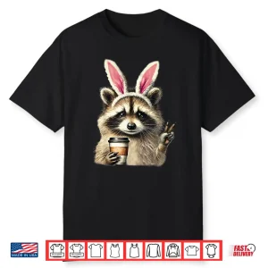 Funny Raccoon Iced Coffee Easter Bunny Professional Humor Shirt