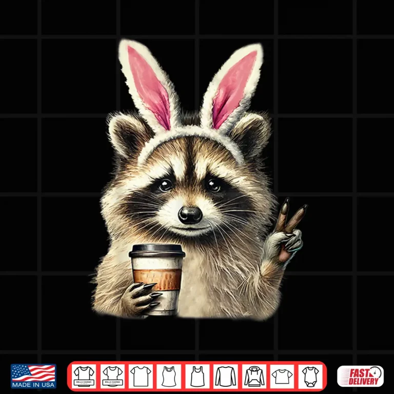 Design Funny Raccoon Iced Coffee Easter Bunny Professional Humor Shirt