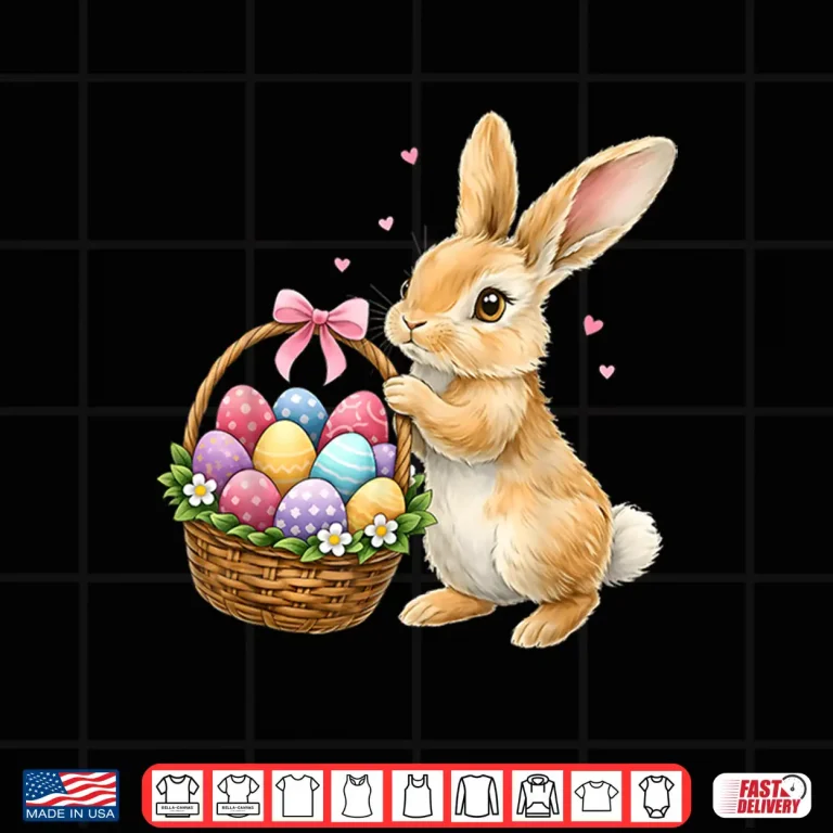 Design Happy Easter Bunny Eggs Basket Cute Rabbit Professional Shirt
