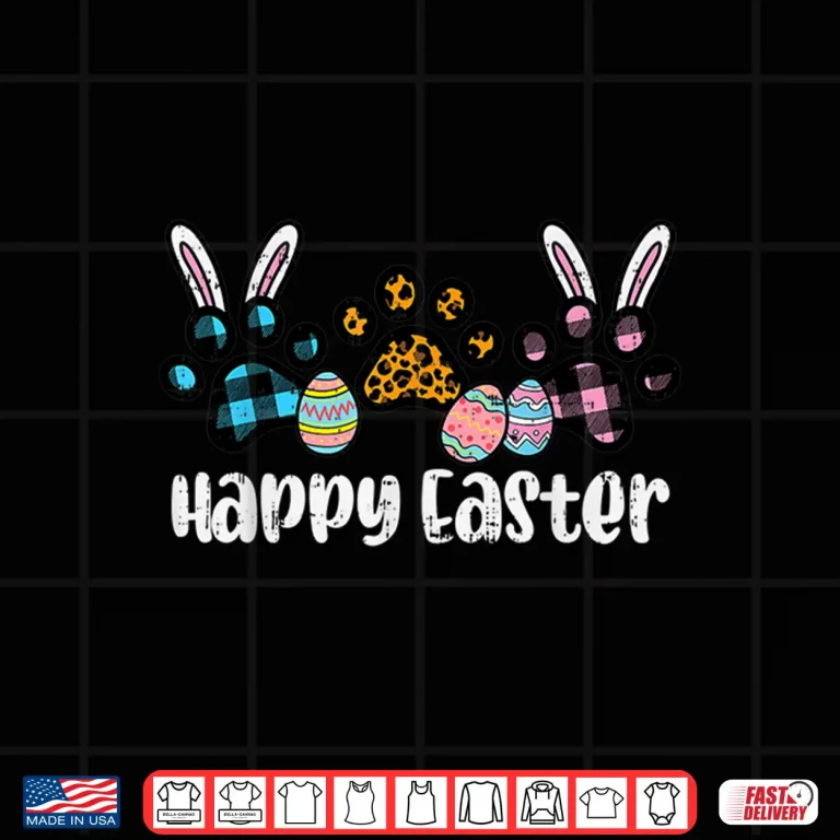 Design Happy Easter Dog Cat Paw Professional Modern Graphic Apparel Shirt