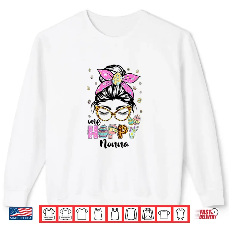 Sweatshirt Leopard Messy Bun One Hoppy Nonna Bunny Easter Mom Shirt