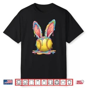 Professional Modern Easter Bunny Softball Ice Cream Drip Shirt
