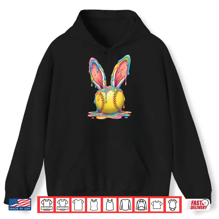 Hoodie Professional Modern Easter Bunny Softball Ice Cream Drip Shirt
