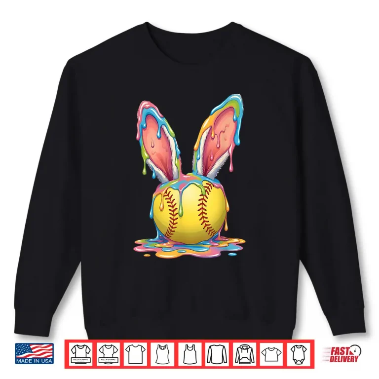 Sweatshirt Professional Modern Easter Bunny Softball Ice Cream Drip Shirt