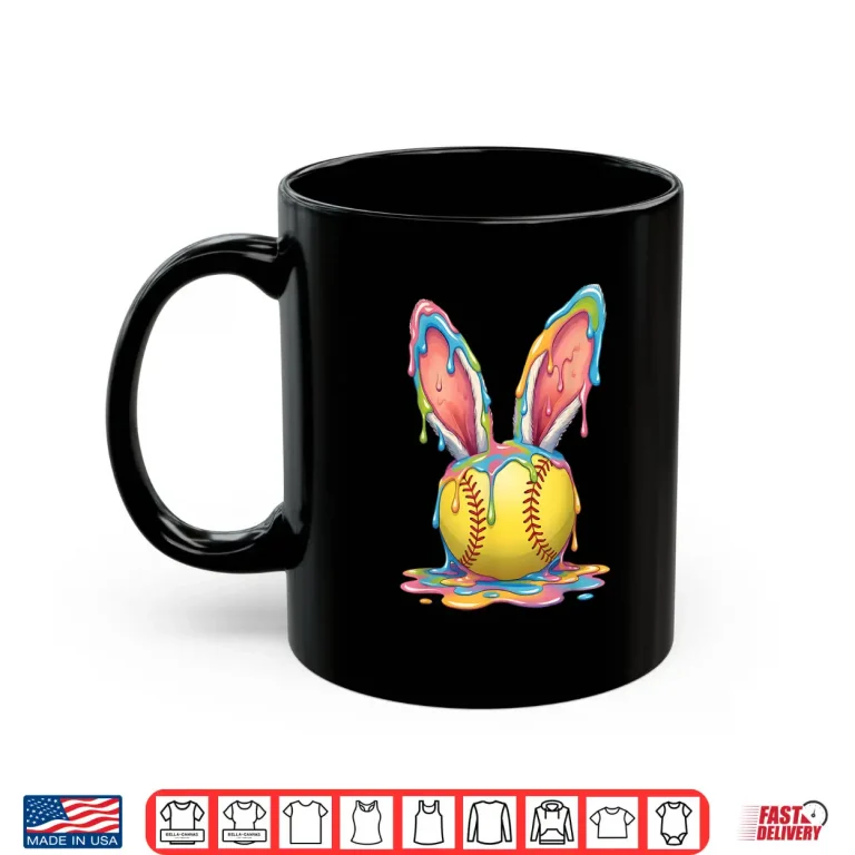 Mug Professional Modern Easter Bunny Softball Ice Cream Drip Shirt