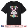 Retro Groovy Easter Vibes Bunny Checkered Smile Graphic Shirt
