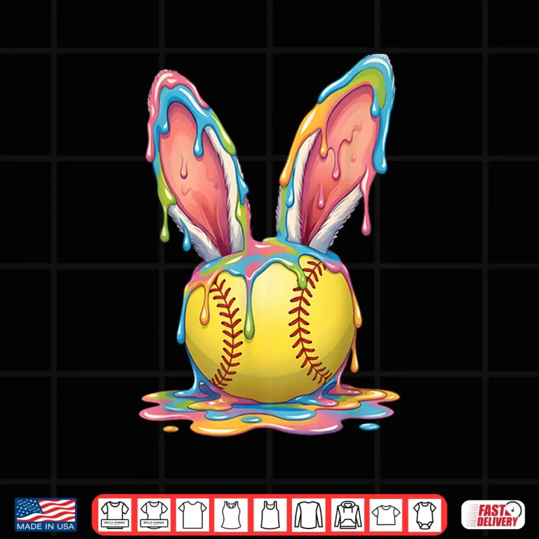 Design Professional Modern Easter Bunny Softball Ice Cream Drip Shirt