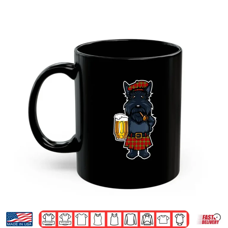 Mug Scottish Terrier Kilt Drinking Beer Scotland Tartan Day Shirt
