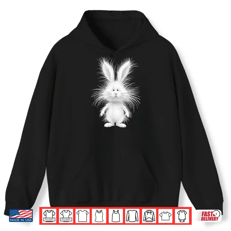 Hoodie Funny Fluffy Bunny with Wild Fur Cute Rabbit Art Shirt