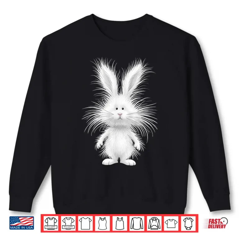 Sweatshirt Funny Fluffy Bunny with Wild Fur Cute Rabbit Art Shirt