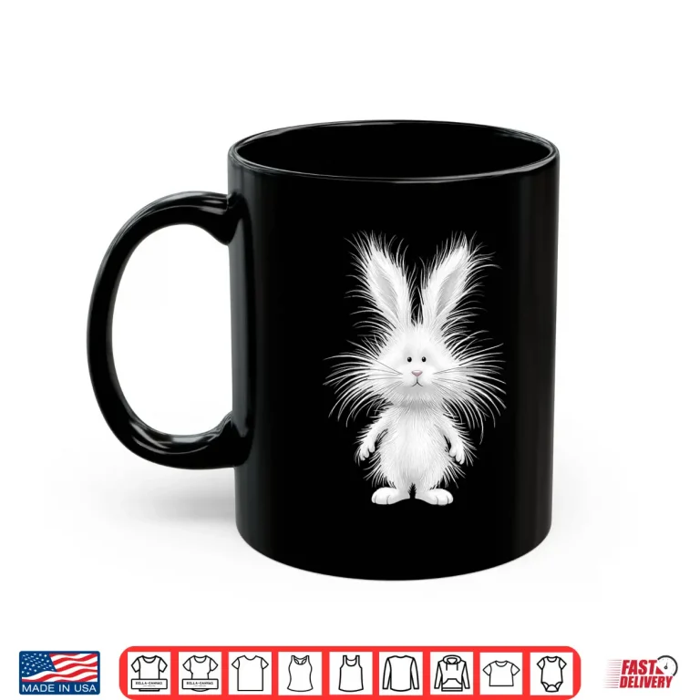 Mug Funny Fluffy Bunny with Wild Fur Cute Rabbit Art Shirt