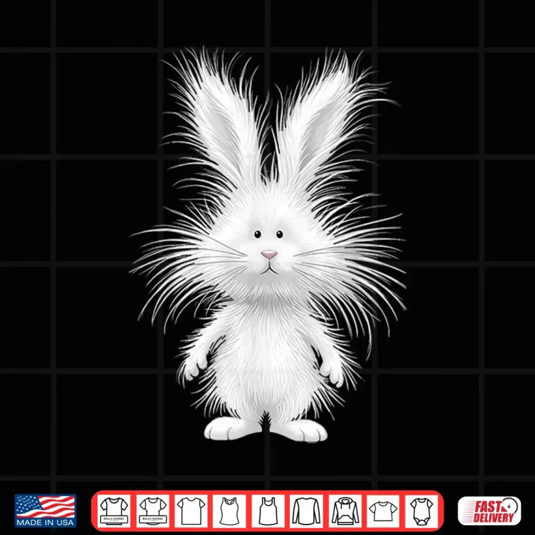 Design Funny Fluffy Bunny with Wild Fur Cute Rabbit Art Shirt