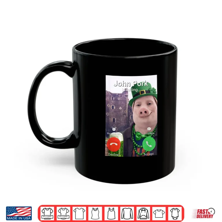 Funny St Patricks Day John Pork Is Calling Brainrot Meme Shirt 3 Mug Funny St Patricks Day John Pork is Calling Brainrot Meme Shirt