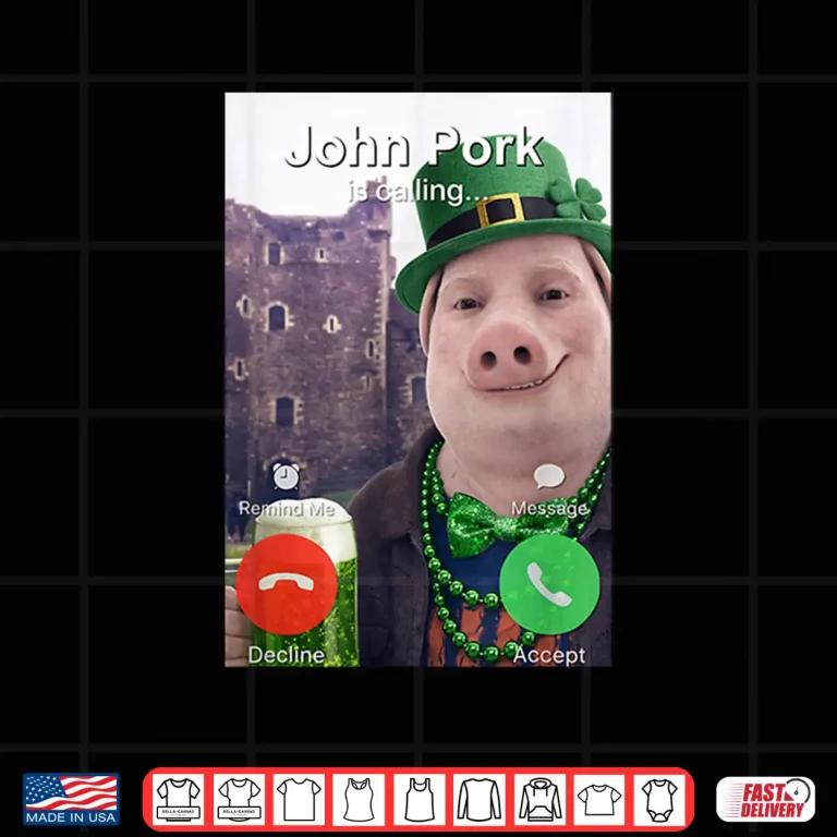 Funny St Patricks Day John Pork Is Calling Brainrot Meme Shirt 4 Design Funny St Patricks Day John Pork is Calling Brainrot Meme Shirt