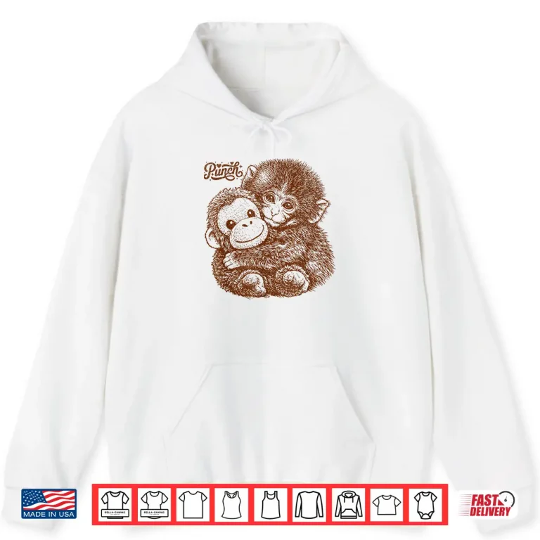 Hoodie Hang in There Punch Monkey with Plush Orangutan Shirt