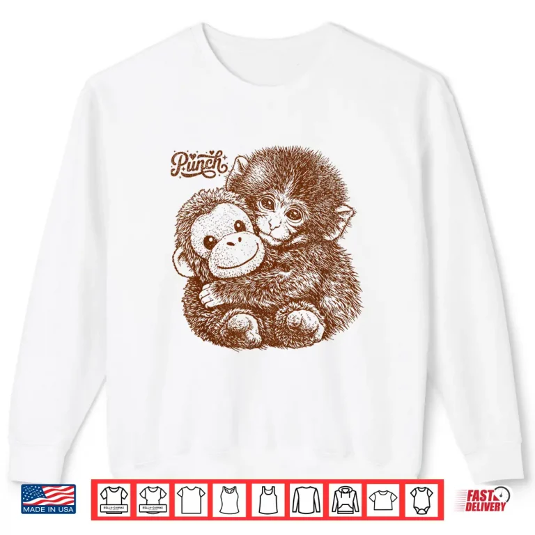 Sweatshirt Hang in There Punch Monkey with Plush Orangutan Shirt