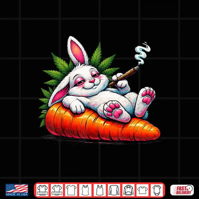 Design Easter Day Cannabis Marijuana Stoned 420 Bunny Smoking Weed Shirt